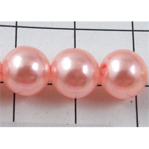 pearlized plastic beads, round, pink, 8mm dia, approx 1900pcs [ABS006-8MM]