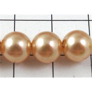 pearlized plastic beads, round, yellow, 8mm dia, approx 1900pcs [ABS009-8MM]