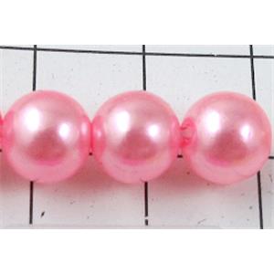 pearlized plastic beads, round, hot-pink, 8mm dia, approx 1900pcs [ABS011-8MM]