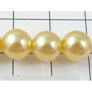 pearlized plastic beads, round, yellow, 8mm dia, approx 1900pcs [ABS012-8MM]