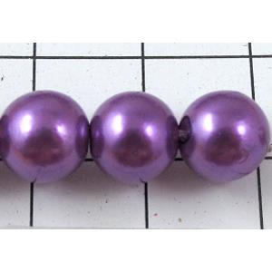 pearlized plastic beads, round, purple, 8mm dia, approx 1900pcs [ABS013-8MM]