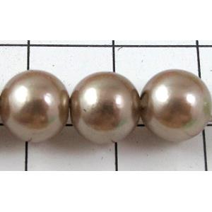 pearlized plastic beads, round, coffee, 8mm dia, approx 1900pcs [ABS014-8MM]
