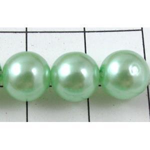 pearlized plastic beads, round, green, 8mm dia, approx 1900pcs [ABS015-8MM]