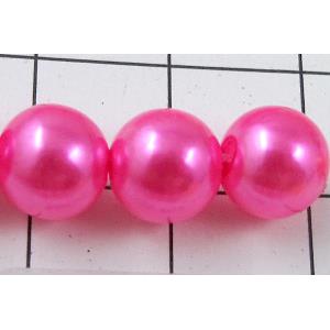 pearlized plastic beads, round, hot-pink, 8mm dia, approx 1900pcs [ABS016-8MM]