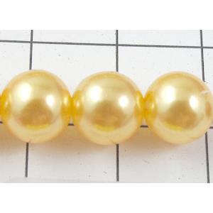 pearlized plastic beads, round, yellow, 8mm dia, approx 1900pcs [ABS017-8MM]