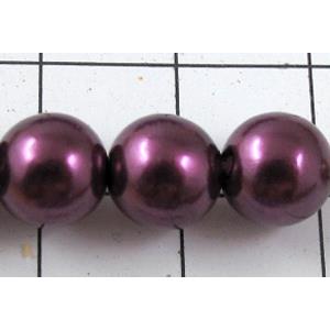 pearlized plastic beads, round, deep-purple, 8mm dia, approx 1900pcs [ABS018-8MM]