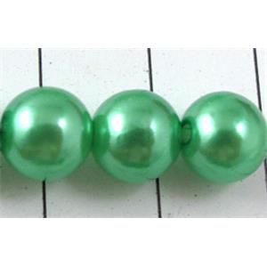 pearlized plastic beads, round, green, 8mm dia, approx 1900pcs [ABS020-8MM]