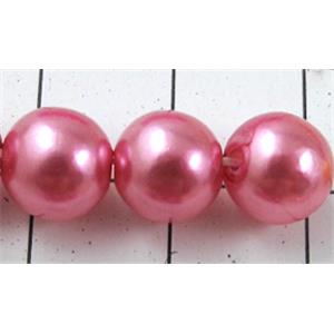 pearlized plastic beads, round, hot-pink, 8mm dia, approx 1900pcs [ABS021-8MM]