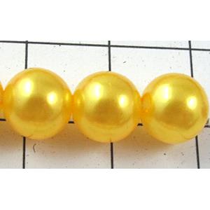pearlized plastic beads, round, golden, 8mm dia, approx 1900pcs [ABS022-8MM]