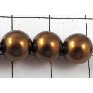 pearlized plastic beads, round, deep-coffee, 8mm dia, approx 1900pcs [ABS024-8MM]