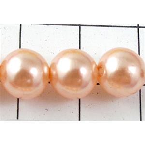 pearlized plastic beads, round, lt.pink, 8mm dia, approx 1900pcs [ABS027-8MM]