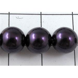 pearlized plastic beads, round, dark-purple, 8mm dia, approx 1900pcs [ABS028-8MM]