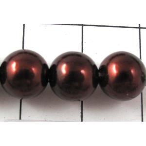 pearlized plastic beads, round, deep-coffee, 8mm dia, approx 1900pcs [ABS029-8MM]