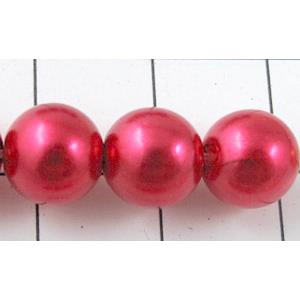 pearlized plastic beads, round, red, 8mm dia, approx 1900pcs [ABS031-8MM]
