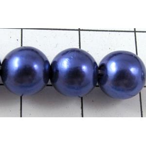 pearlized plastic beads, round, deep-blue, 8mm dia, approx 1900pcs [ABS033-8MM]