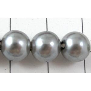 pearlized plastic beads, round, grey, 8mm dia, approx 1900pcs [ABS034-8MM]