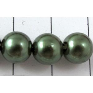 pearlized plastic beads, round, green, 8mm dia, approx 1900pcs [ABS035-8MM]