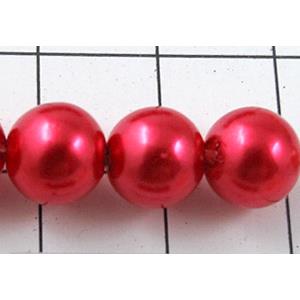 pearlized plastic beads, round, red, 8mm dia, approx 1900pcs [ABS036-8MM]