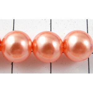 pearlized plastic beads, round, pink, 8mm dia, approx 1900pcs [ABS037-8MM]