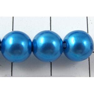 pearlized plastic beads, round, blue, 8mm dia, approx 1900pcs [ABS038-8MM]
