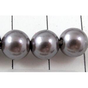pearlized plastic beads, round, grey, 8mm dia, approx 1900pcs [ABS039-8MM]