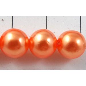 pearlized plastic beads, round, orange, 8mm dia, approx 1900pcs [ABS042-8MM]