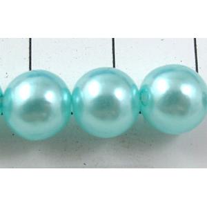 pearlized plastic beads, round, aqua, 8mm dia, approx 1900pcs [ABS043-8MM]