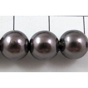 pearlized plastic beads, round, black, 8mm dia, approx 1900pcs [ABS044-8MM]
