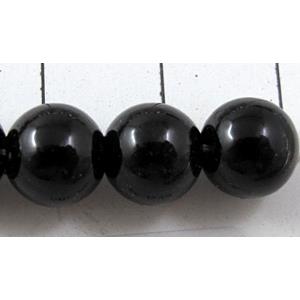 pearlized plastic beads, round, black, 8mm dia, approx 1900pcs [ABS045-8MM]