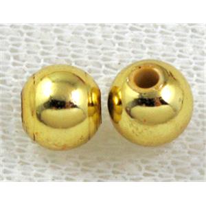 pearlized plastic beads, round, gold plated, 6mm dia, approx 4000pcs [ABS046GP-6MM]