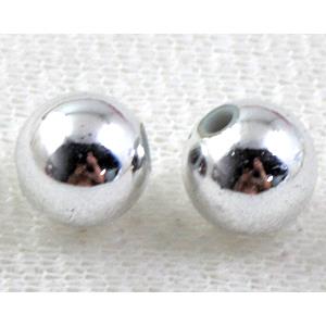 pearlized plastic beads, round, silver plated, 12mm dia, approx 550pcs [ABS047SP-12MM]