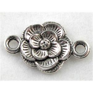 Tibetan Silver flower connector, Non-Nickel, 12mm dia [AC02-1247]