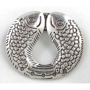Tibetan Silver Alloy Fish Pendant, 32x36mm [AC02-1298]