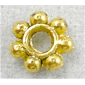 Golden Tibetan Silver Daisy Spacer, 4mm dia [AC04-14GP]
