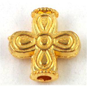 Tibetan Silver Spacers bead, non-nickel, golden, 14.5x14.5mm, 2.5mm hole [AC04-433GP]