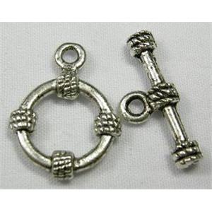 Tibetan Silver toggle clasps, ring:13mm dia, stick:19mm length [AC2000]