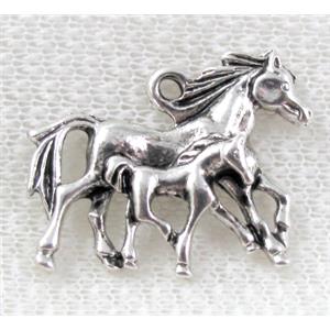 Tibetan Silver horse pendants, Lead free and nickel Free, 28x23mm [AD11999FF]
