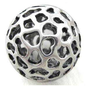 Hollow Tibetan Silver ball beads, lead free and nickel free, approx 25mm dia [AD13889FF]