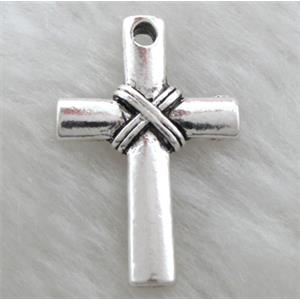 Tibetan Silver Cross pendants non-nickel, 19x29mm, 2.5mm hole [AD15002]