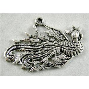 Tibetan Silver phoenix pendants, 35x25mm [AD15492]