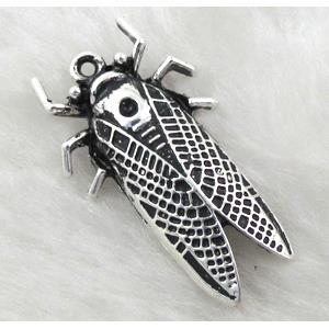 Tibetan Silver cicada pendants, Lead free and nickel Free, 20x30mm [AD16665FF]