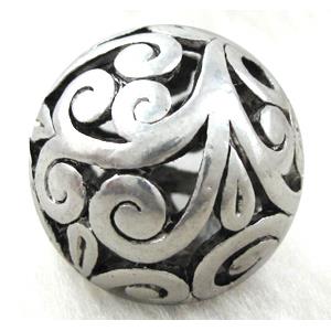 Hollow Tibetan Silver beads ball, lead free and nickel free, approx 25mm dia [AD18354FF]
