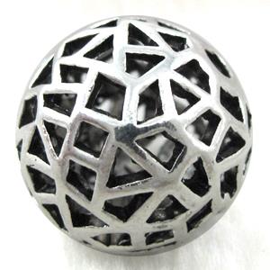 Hollow Tibetan Silver beads ball, lead free and nickel free, approx 25mm dia [AD18375FF]
