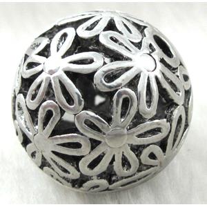 Hollow Tibetan Silver beads ball, lead free and nickel free, approx 25mm dia [AD18414FF]