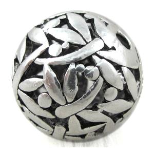Hollow Tibetan Silver beads ball, lead free and nickel free, approx 25mm dia [AD18429FF]