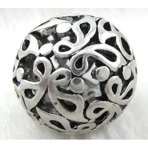 Hollow Tibetan Silver beads ball, lead free and nickel free, approx 25mm dia [AD18468FF]