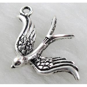 Tibetan Silver bird pendants, Lead free and nickel Free, 23x32mm [AD20407FF]