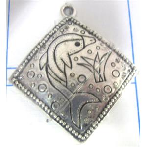 Tibetan Silver pendant non-nickel, 41x36mm [AD29600]