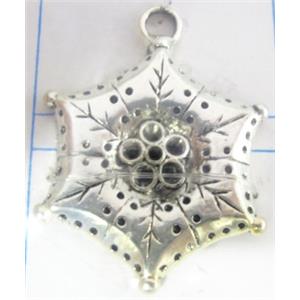 Tibetan Silver flower pendant, lead free and nickel free, 42x32mm [AD29602FF]