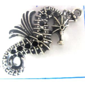 Tibetan Silver seahorse pendant, Non-Nickel, 41x19mm [AD29605]